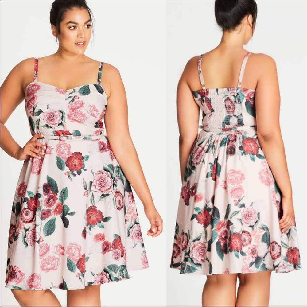 CITY CHIC Gather Front Fit & Flare Dress